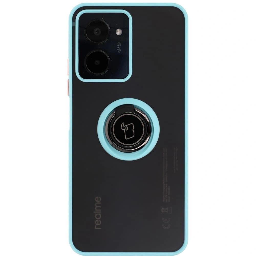 Bizon Case Hybrid Ring Realme C33 / C30 / Narzo 50i Prime rauchig mit einem hellblauen Rahmen - 2