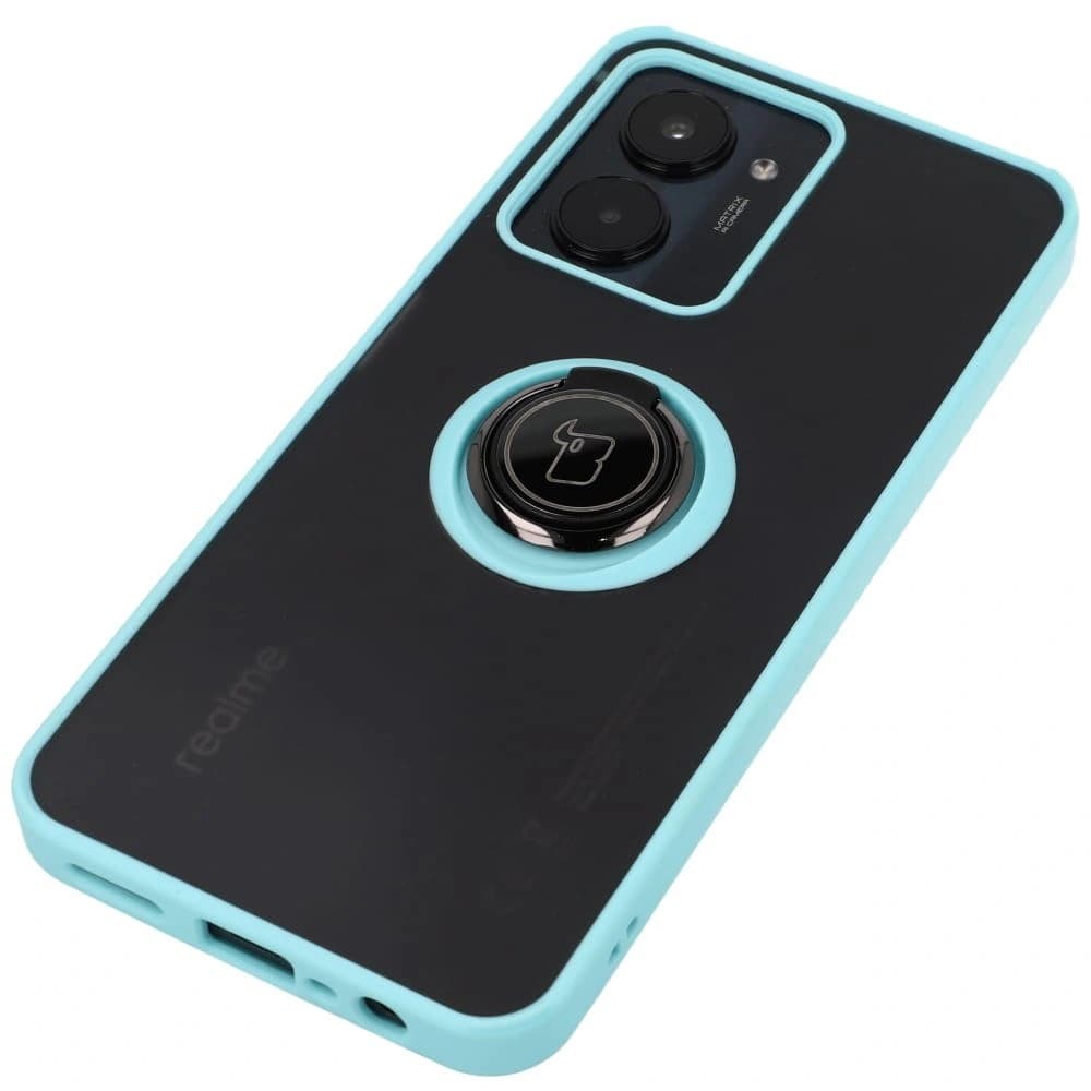 Bizon Case Hybrid Ring Realme C33 / C30 / Narzo 50i Prime rauchig mit einem hellblauen Rahmen - 4