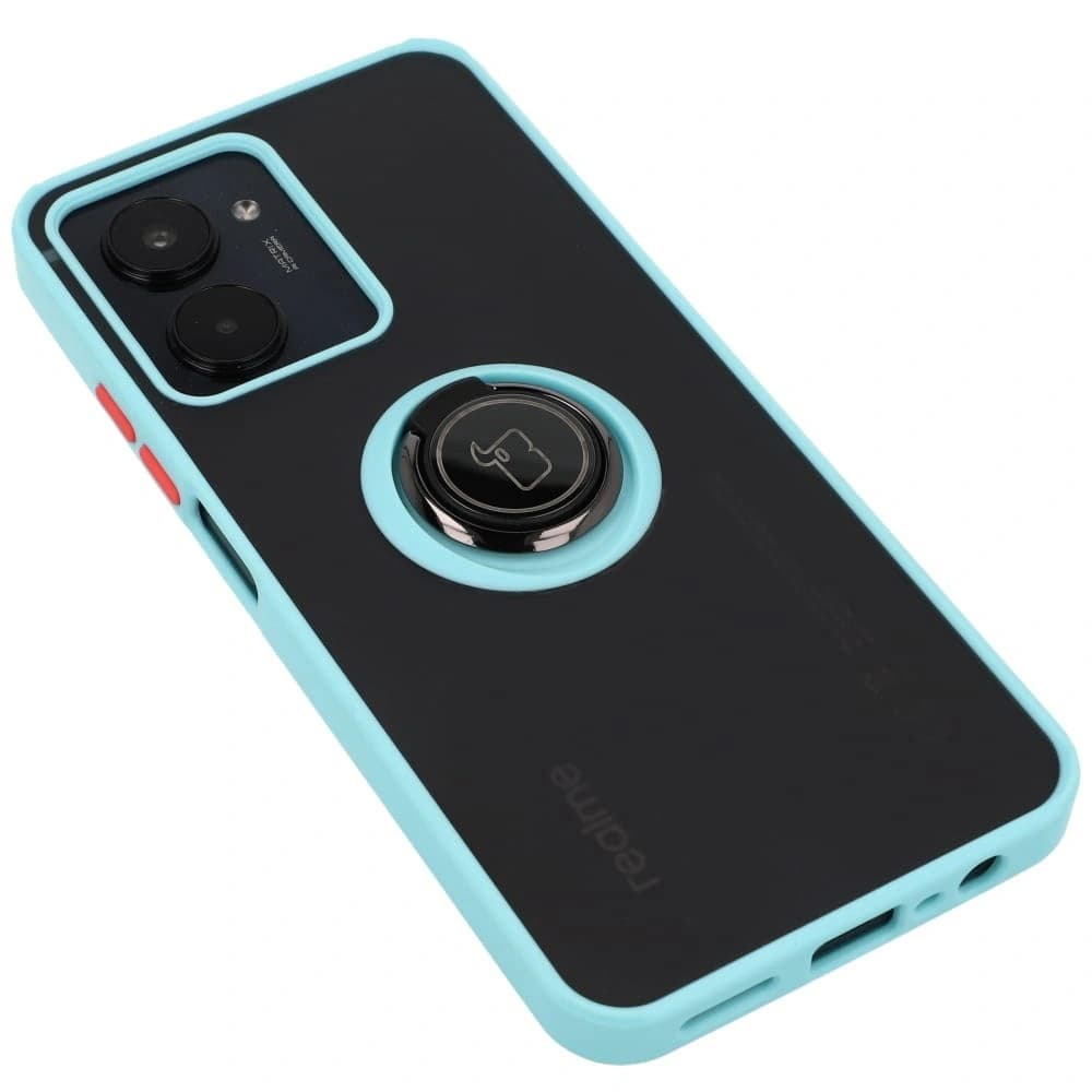 Bizon Case Hybrid Ring Realme C33 / C30 / Narzo 50i Prime rauchig mit einem hellblauen Rahmen - 5