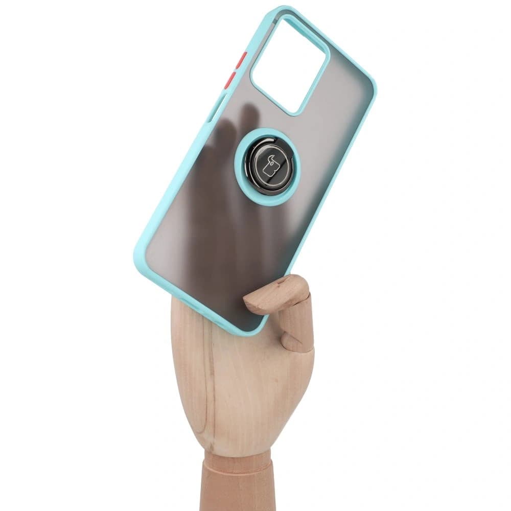 Bizon Case Hybrid Ring Realme C33 / C30 / Narzo 50i Prime rauchig mit einem hellblauen Rahmen - 7