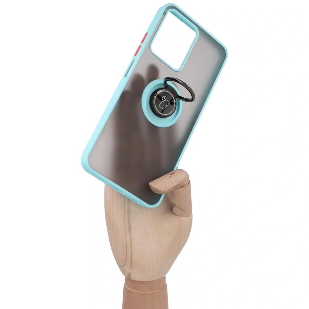 Bizon Case Hybrid Ring Realme C33 / C30 / Narzo 50i Prime rauchig mit einem hellblauen Rahmen - 8