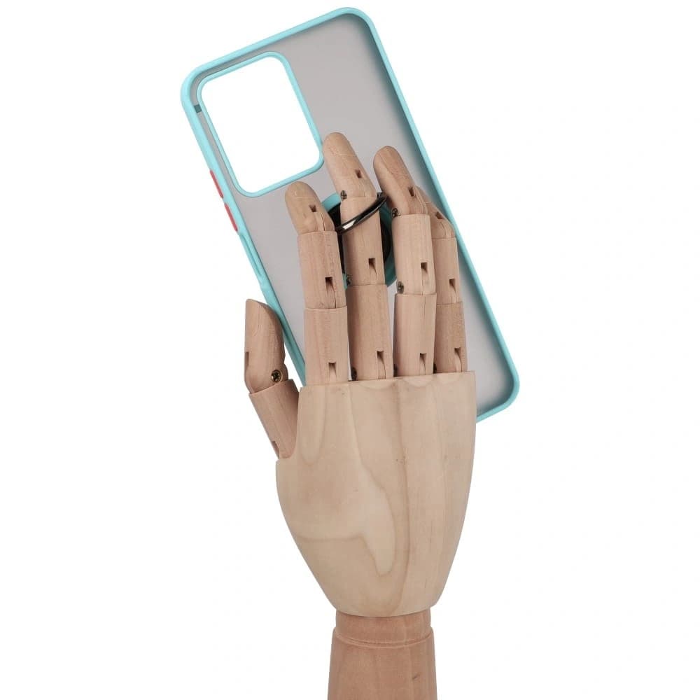 Bizon Case Hybrid Ring Realme C33 / C30 / Narzo 50i Prime rauchig mit einem hellblauen Rahmen - 9