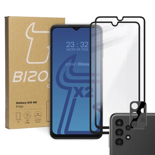 Bizon Glass Edge tempered glass - [2 PACK] + lens protection Samsung Galaxy A13 4G black