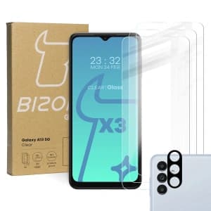 Bizon Glas Klares gehärtetes Glas - 3 Stück. + Linsenglas Samsung Galaxy A13 5G
