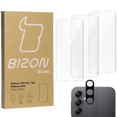 BIZON Clear 2 3x Bildschirmglas + Kameraglas Samsung Galaxy A14 4G/5G M14