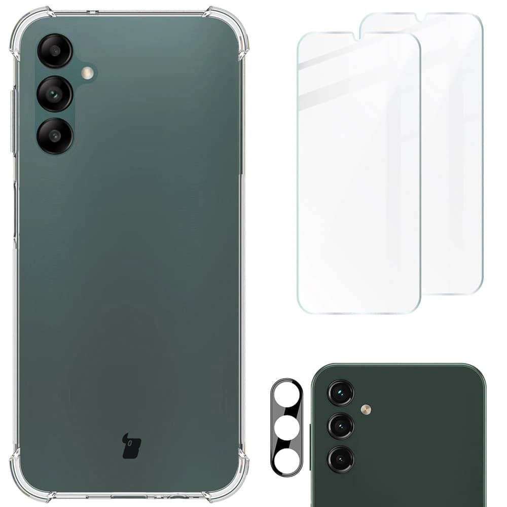 Bizon Case Clear Pack Hülle + 2x Bildschirmglas + Linsenglas Samsung Galaxy A14 4G/5G klar - 1