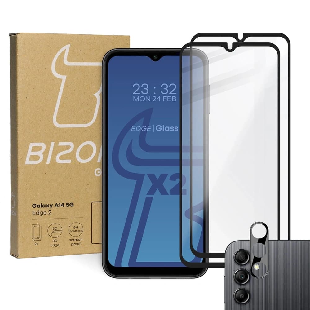 BIZON Edge 2 2x Bildschirmglas + Kameraglas Samsung Galaxy A14 4G/5G - 1