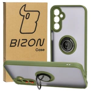 Bizon Case Hybrid Ring Samsung Galaxy A24 4G smoky with a green frame