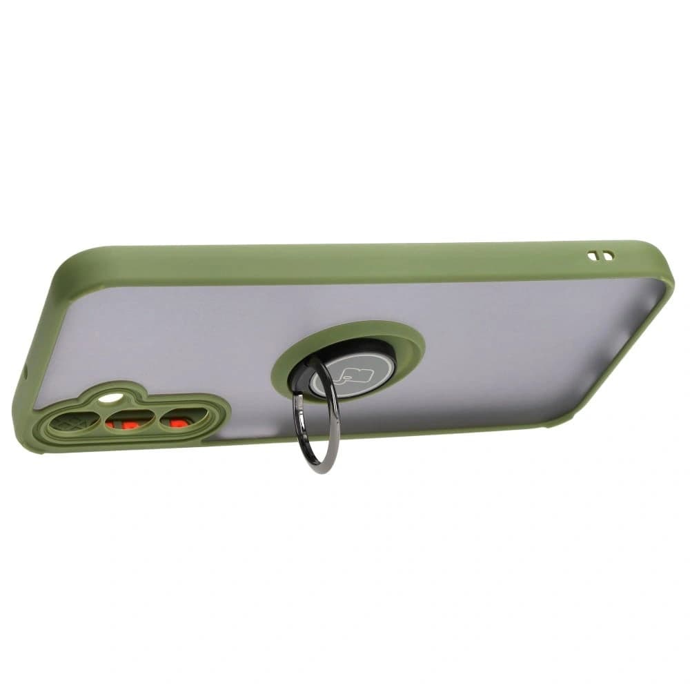 Bizon Case Hybrid Ring Samsung Galaxy A24 4G rauchig mit einem grünen Rahmen - 5