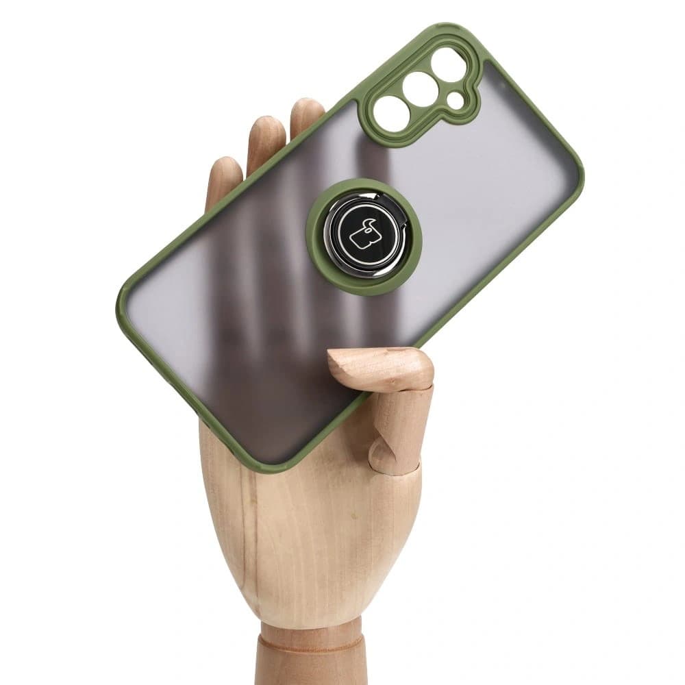Bizon Case Hybrid Ring Samsung Galaxy A24 4G rauchig mit einem grünen Rahmen - 6