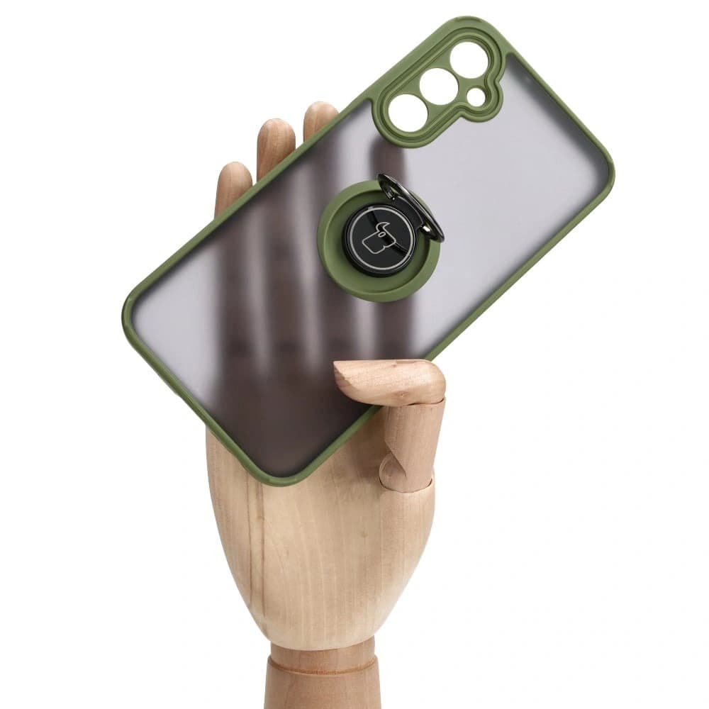 Bizon Case Hybrid Ring Samsung Galaxy A24 4G rauchig mit einem grünen Rahmen - 7