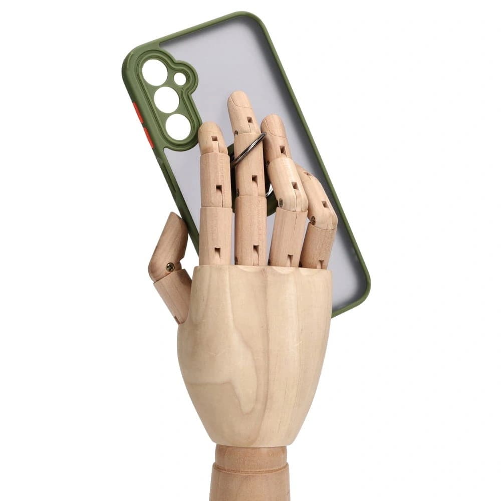 Bizon Case Hybrid Ring Samsung Galaxy A24 4G rauchig mit einem grünen Rahmen - 8