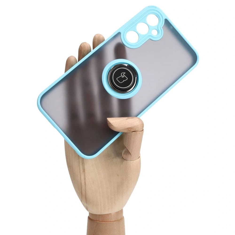 Bizon Case Hybrid Ring Samsung Galaxy A24 4G smoky with a light blue frame - 6