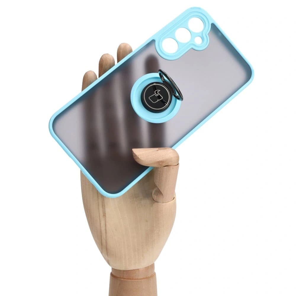 Bizon Case Hybrid Ring Samsung Galaxy A24 4G smoky with a light blue frame - 7