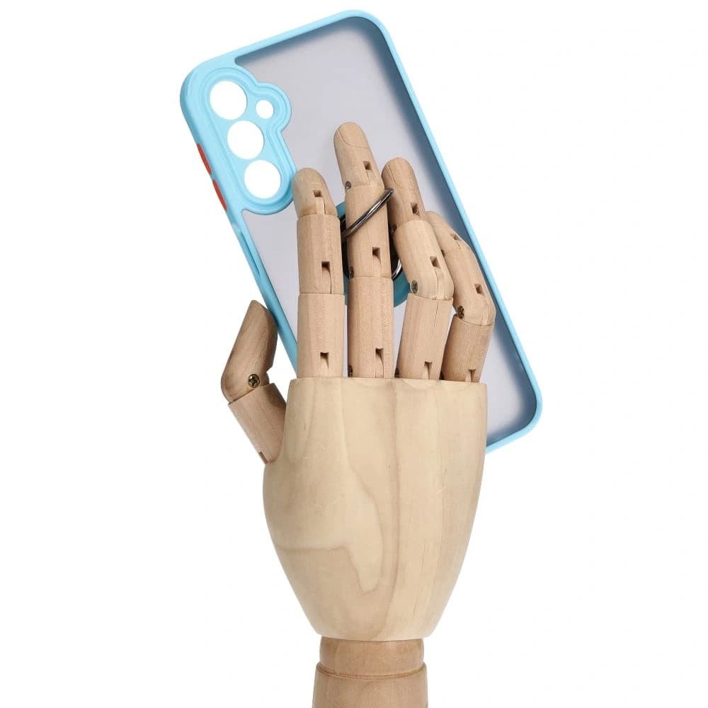 Bizon Case Hybrid Ring Samsung Galaxy A24 4G smoky with a light blue frame - 8