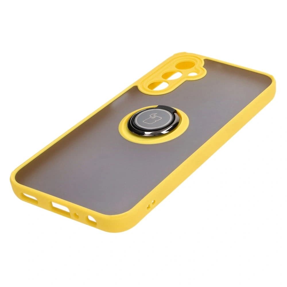 Bizon Case Hybrid Ring Samsung Galaxy A24 4G rauchig mit einem gelben Rahmen - 3