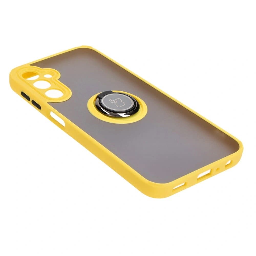 Bizon Case Hybrid Ring Samsung Galaxy A24 4G rauchig mit einem gelben Rahmen - 4