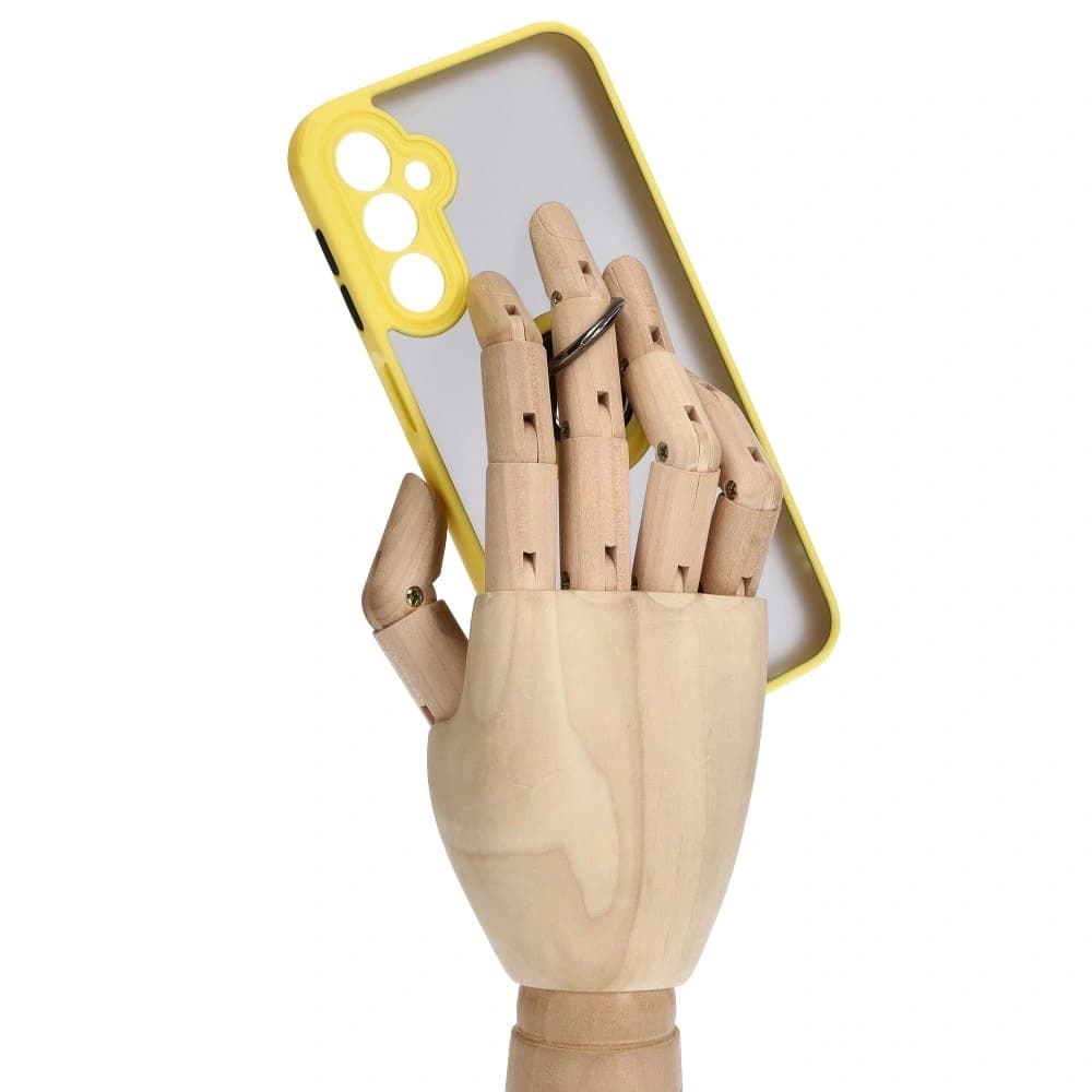 Bizon Case Hybrid Ring Samsung Galaxy A24 4G rauchig mit einem gelben Rahmen - 8