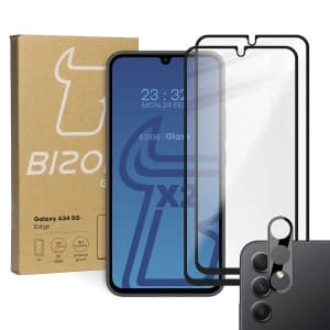 BIZON Edge 2 2x Bildschirmglas + Kameraglas Samsung Galaxy A34 5G