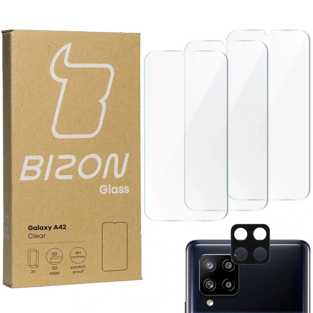 Bizon Glass Clear 3x tempered glass + lens glass Samsung Galaxy A42 5G - 1