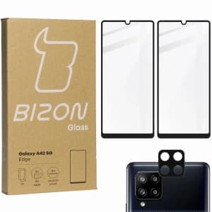 Bizon Glass Edge 2x tempered glass + lens protection Samsung Galaxy A42 5G black