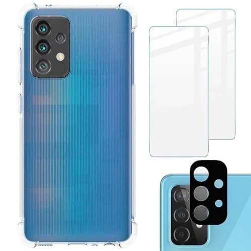 Bizon Case Clear Pack Hülle + 2x Bildschirmschutzglas + Linsenschutzglas Samsung Galaxy A52s 5G A52 5G/4G klar