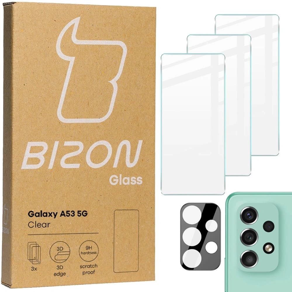 Bizon Glass Clear tempered glass - 3 pcs. + lens glass Samsung Galaxy A53 - 1