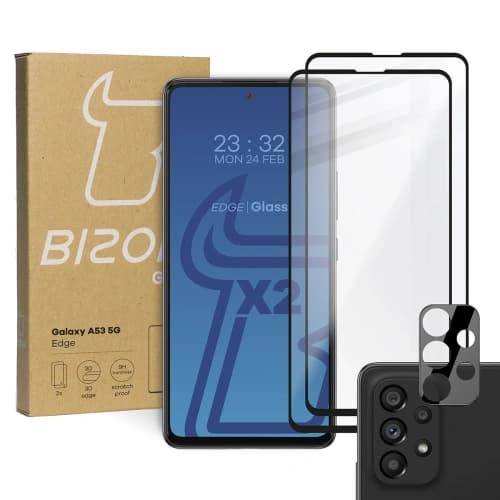 Bizon Glass Edge tempered glass - [2 PACK] + lens protection Samsung Galaxy A53 black