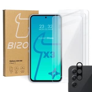 3x Szkło na ekran + szkło na aparat BIZON Clear 2 do Samsung Galaxy A54 5G