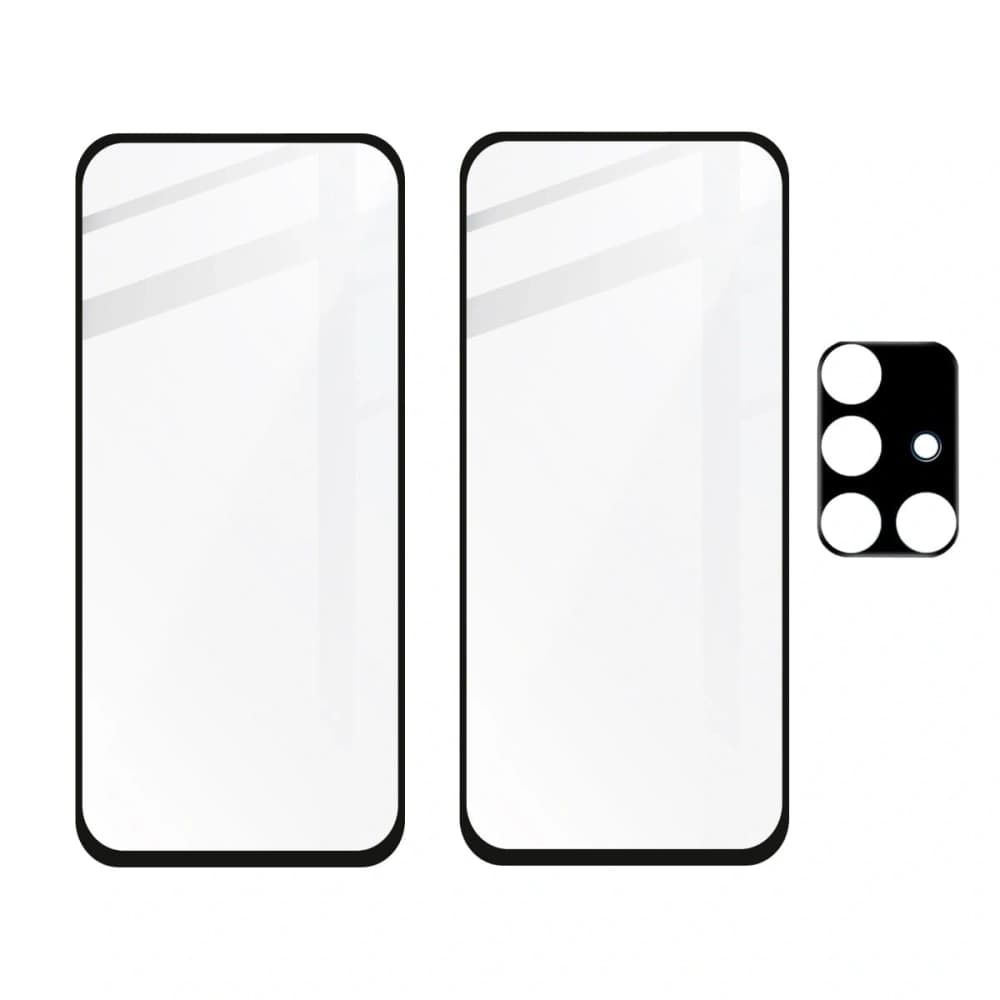 Bizon Glas Edge 2x gehärtetes Glas + Linsenschutz Samsung Galaxy A71 schwarz - 5