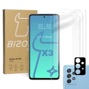 Bizon-Glas Klar 3x gehärtetes Glas + Linsenglas Samsung Galaxy A72 5G