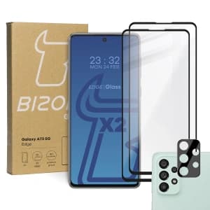 Bizon Glass Edge tempered glass - [2 PACK] + lens protection Samsung Galaxy A73 black