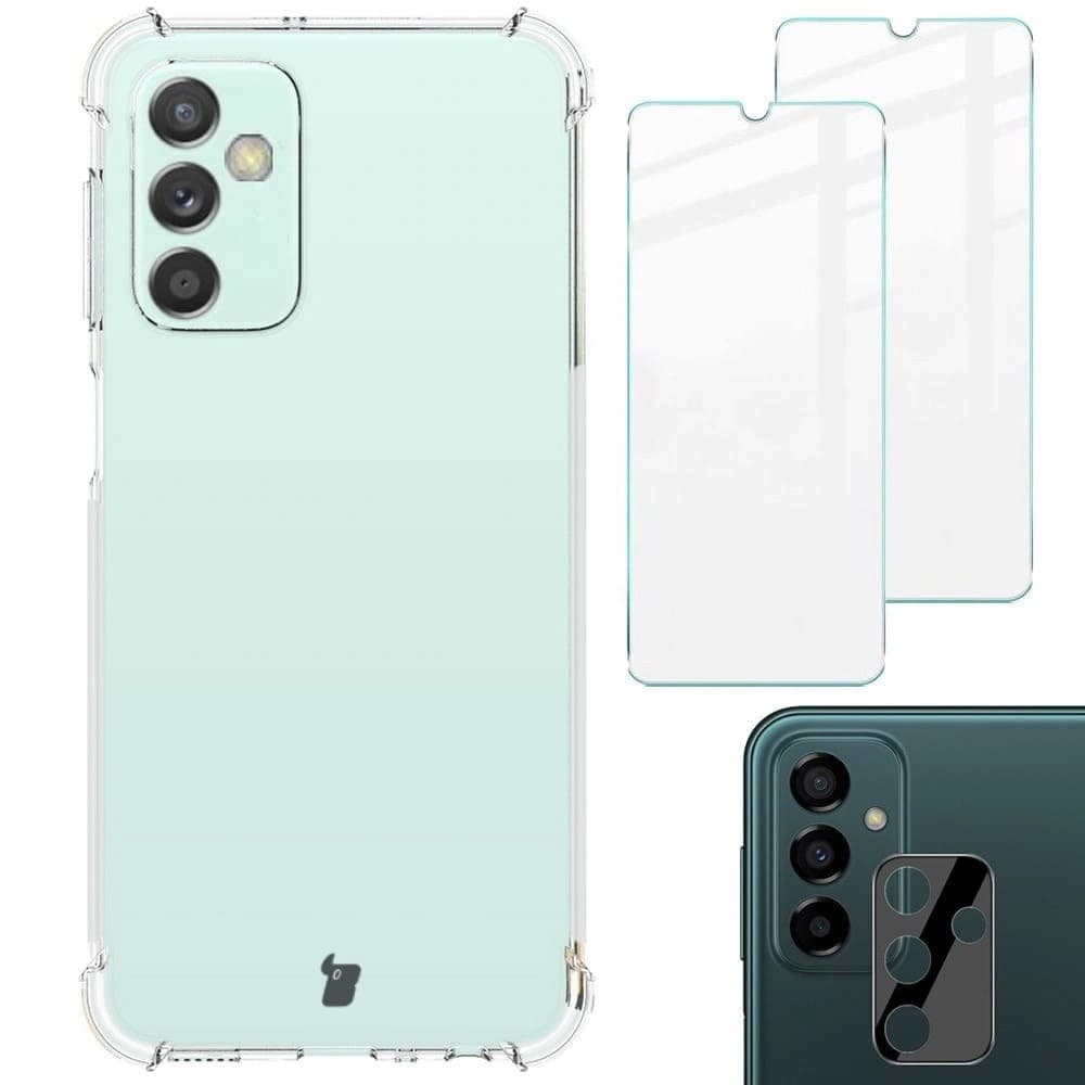 Etui + 2x szkło na ekran + szkło na obiektyw Bizon Case Clear Pack do Samsung Galaxy M13 / M23 5G przezroczyste - 1