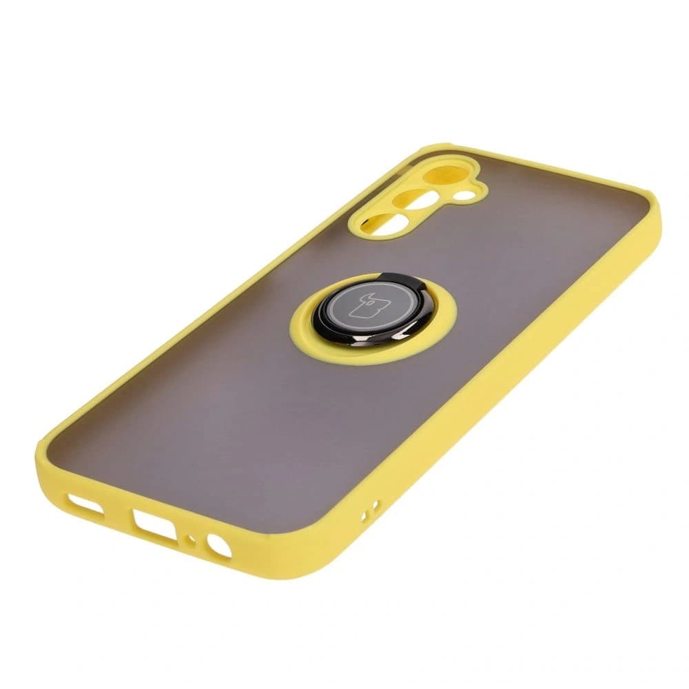 Bizon Case Hybrid Ring Samsung Galaxy M14 5G smoky with a yellow frame - 3