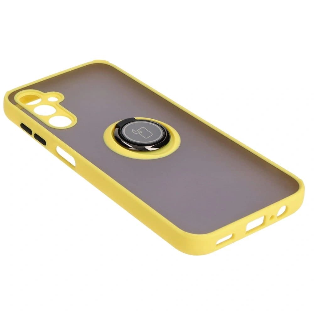 Bizon Case Hybrid Ring Samsung Galaxy M14 5G smoky with a yellow frame - 4