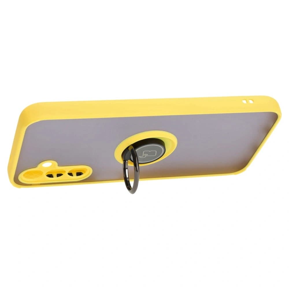 Bizon Case Hybrid Ring Samsung Galaxy M14 5G smoky with a yellow frame - 5