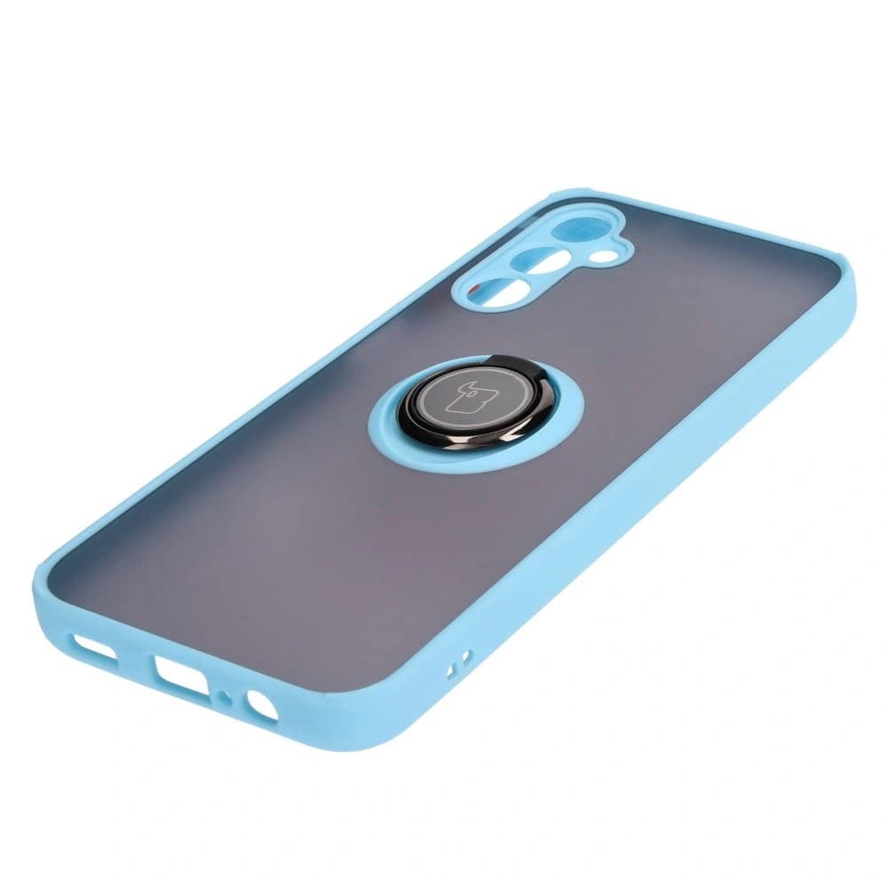 Bizon Case Hybrid Ring Samsung Galaxy M14 5G rauchig mit einem hellblauen Rahmen - 3