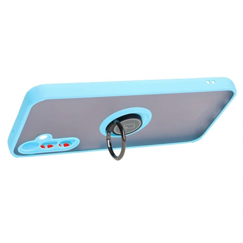 Bizon Case Hybrid Ring Samsung Galaxy M14 5G rauchig mit einem hellblauen Rahmen - 5