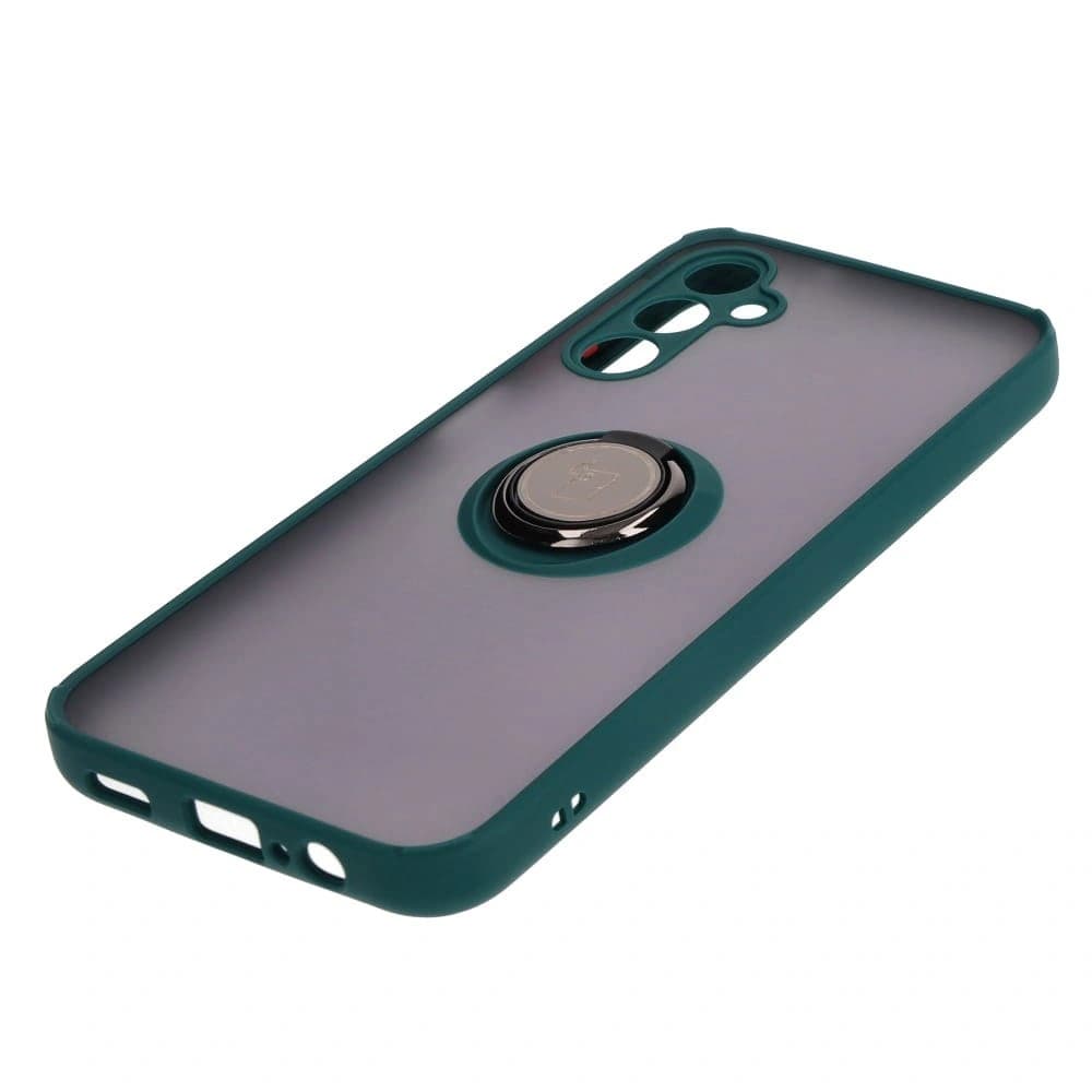 Bizon Case Hybrid Ring Samsung Galaxy M14 5G rauchig mit einem dunkelgrünen Rahmen - 3