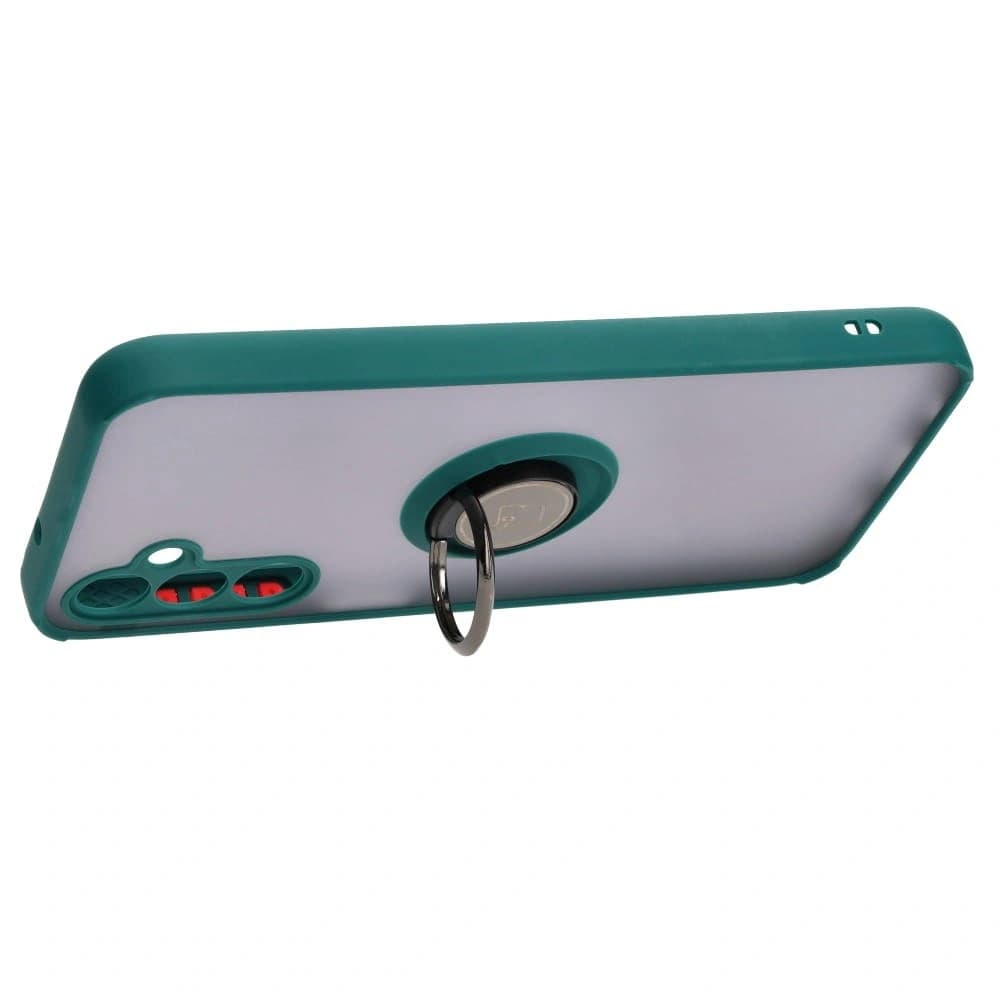 Bizon Case Hybrid Ring Samsung Galaxy M14 5G rauchig mit einem dunkelgrünen Rahmen - 5