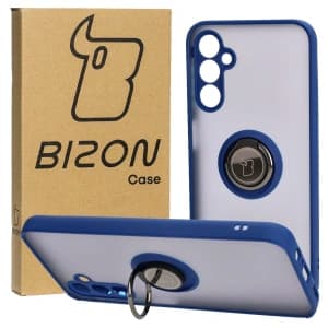 Bizon Case Hybrid Ring Samsung Galaxy M14 5G rauchig mit einem navyblauen Rahmen