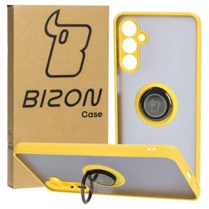 Bizon Case Hybrid Ring Samsung Galaxy M54 5G rauchig mit einem gelben Rahmen