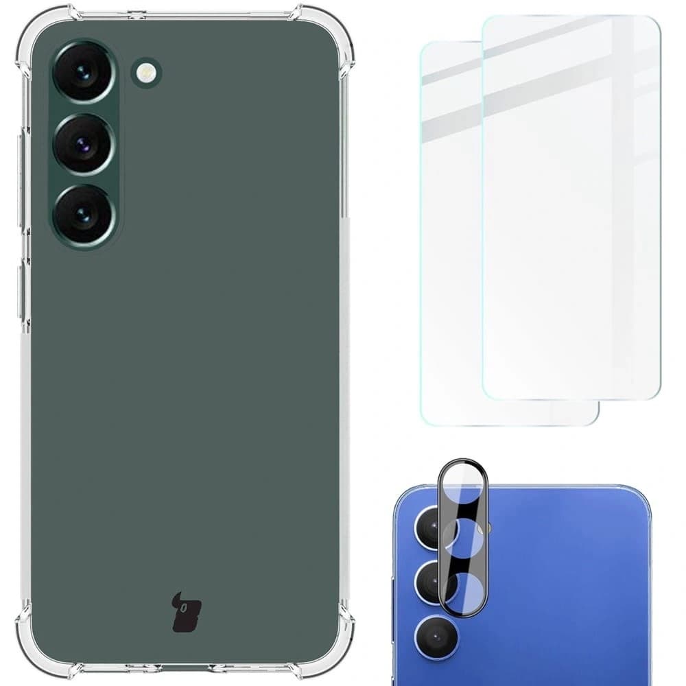 Bizon Case Clear Pack Hülle + 2x Bildschirmglas + Linsenglas Samsung Galaxy S23 Plus klar - 1