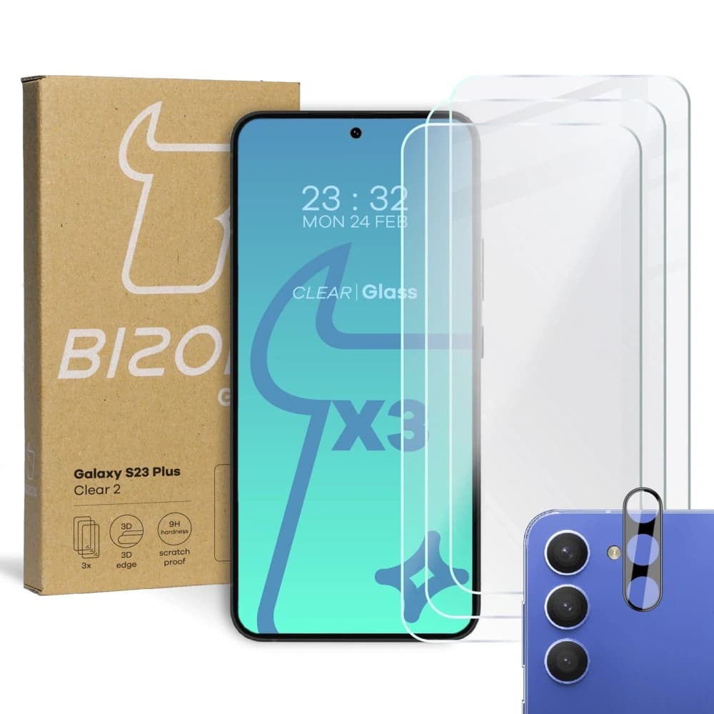 BIZON Clear 2 3x Bildschirmglas + Kameraglas Samsung Galaxy S23 Plus - 1