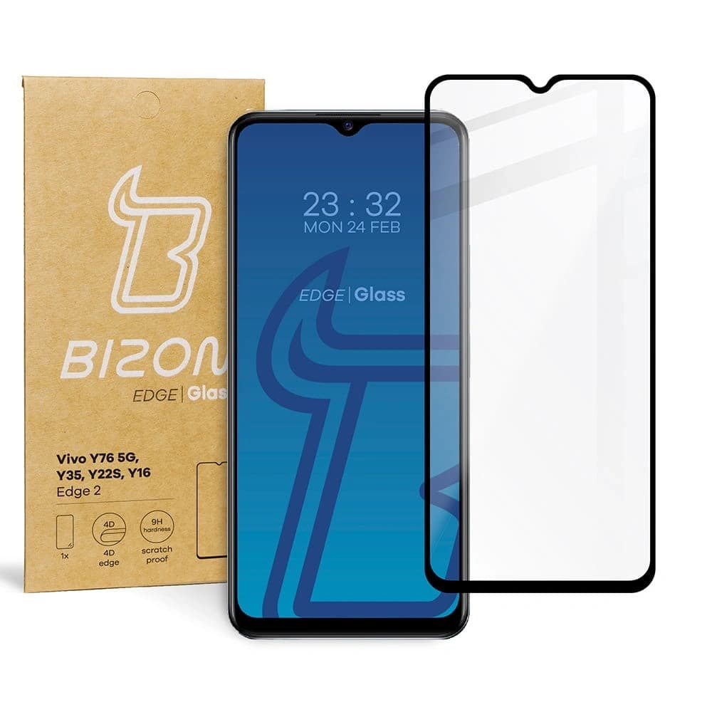 Bizon Glass Edge 2 Vivo Y76 5G / Y35 / Y22s / Y16 schwarz - 1