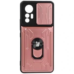 Bizon Case Camshield Card Slot Ring Xiaomi 12 Lite light pink