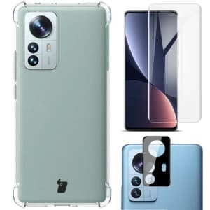 Bizon Case Clear Pack Hülle + 2x Bildschirmfolie + Objektivschutz Xiaomi 12 Pro klar