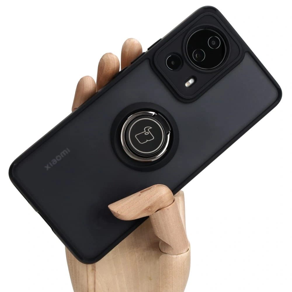 Bizon Case Hybrid Ring Xiaomi 13 Lite rauchig mit einem schwarzen Rahmen - 1