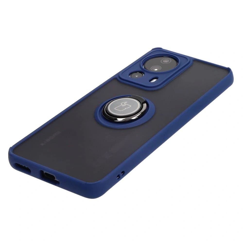 Bizon Case Hybrid Ring Xiaomi 13 Lite smoky with a navy blue frame - 3