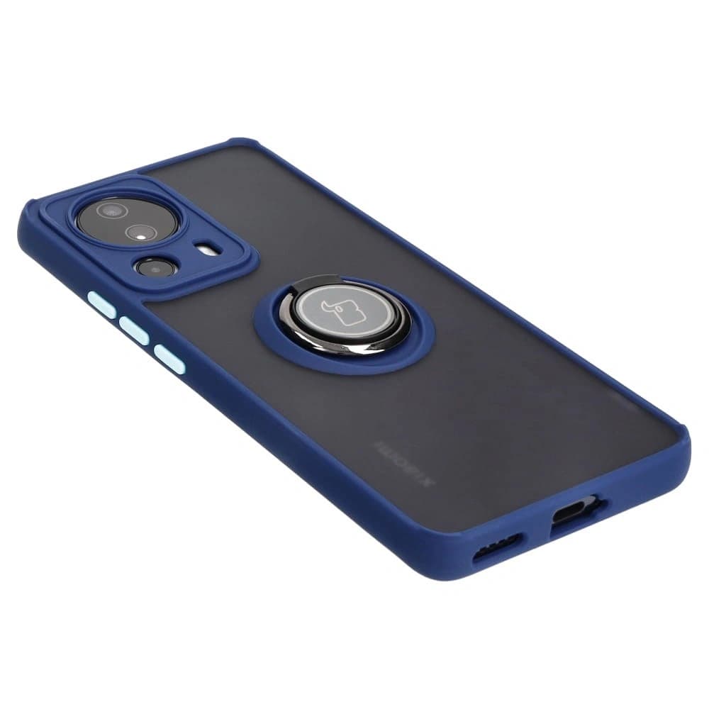 Bizon Case Hybrid Ring Xiaomi 13 Lite smoky with a navy blue frame - 4